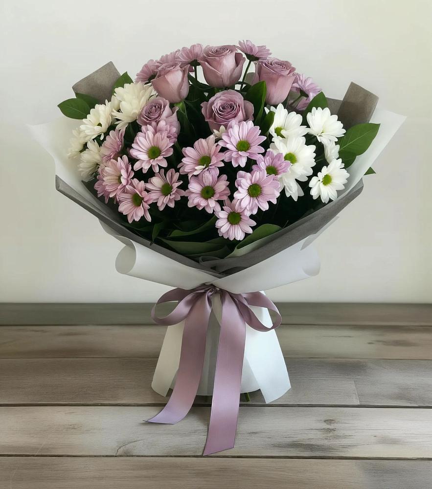 Букет цветов из: Хризантемы и Розы в Гаврилом-Яме