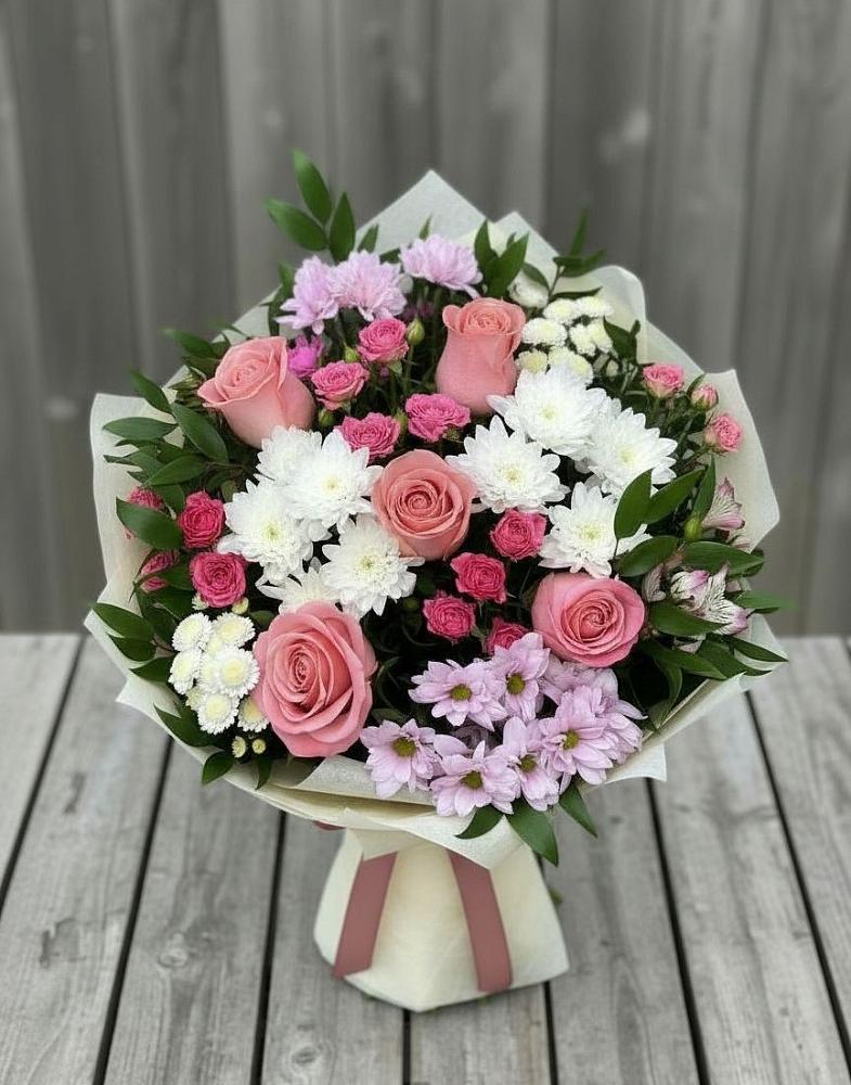 Букет цветов из: Альстромерии, Гвоздики, Розы и Хризантемы в Гаврилом-Яме