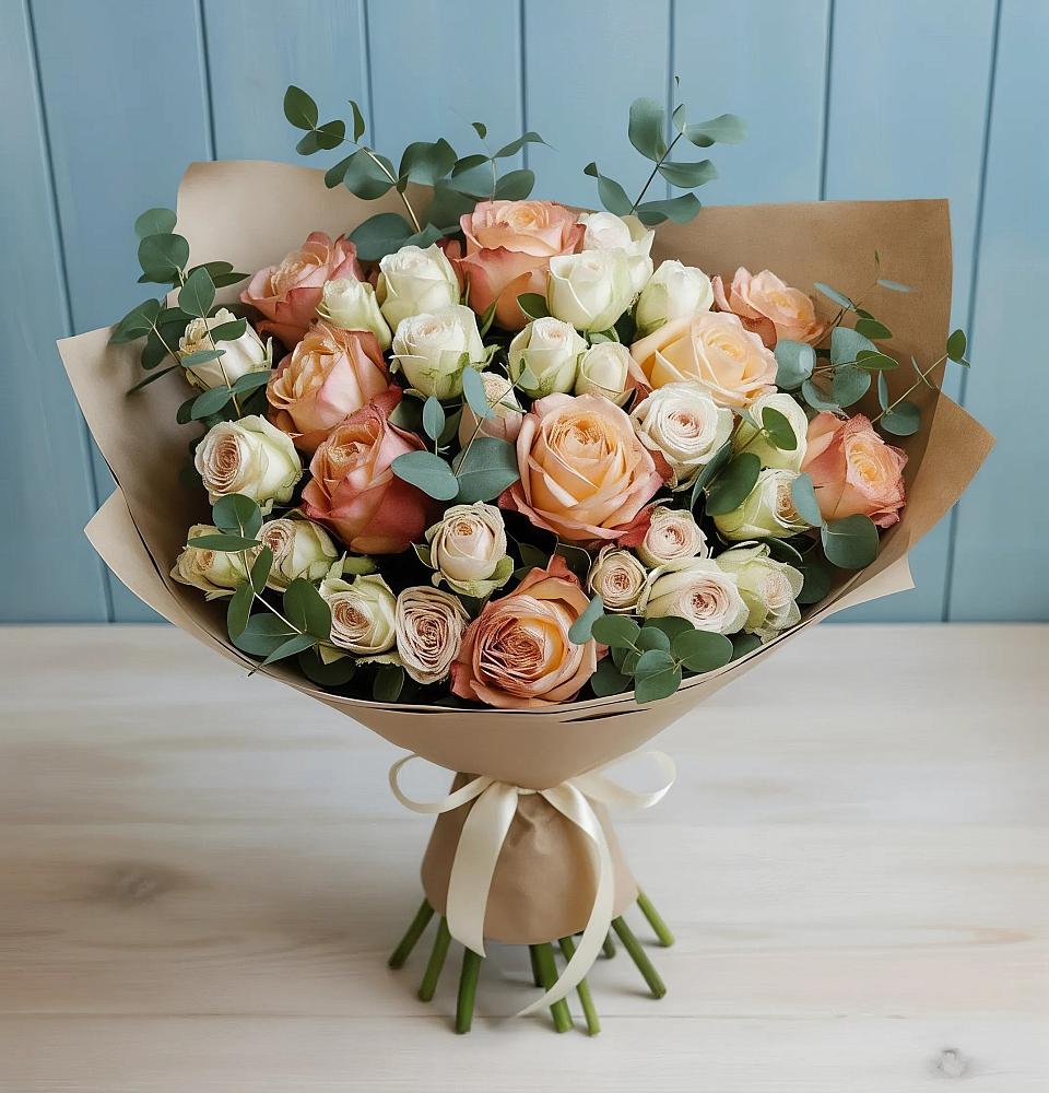 Букет цветов из: Альстромерии и Розы в Гаврилом-Яме