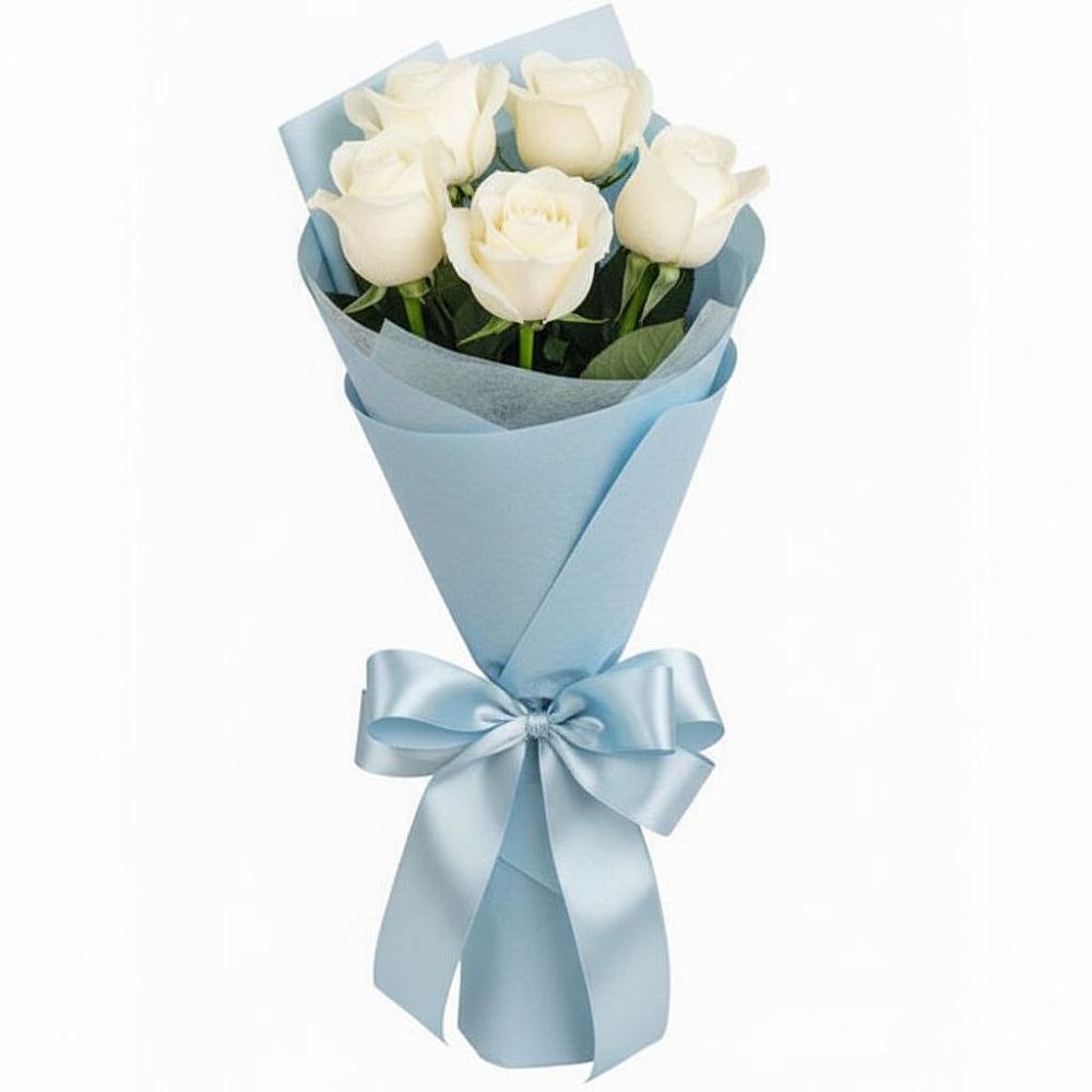 Букет 5 Белых роз Проуд в Гаврилом-Яме