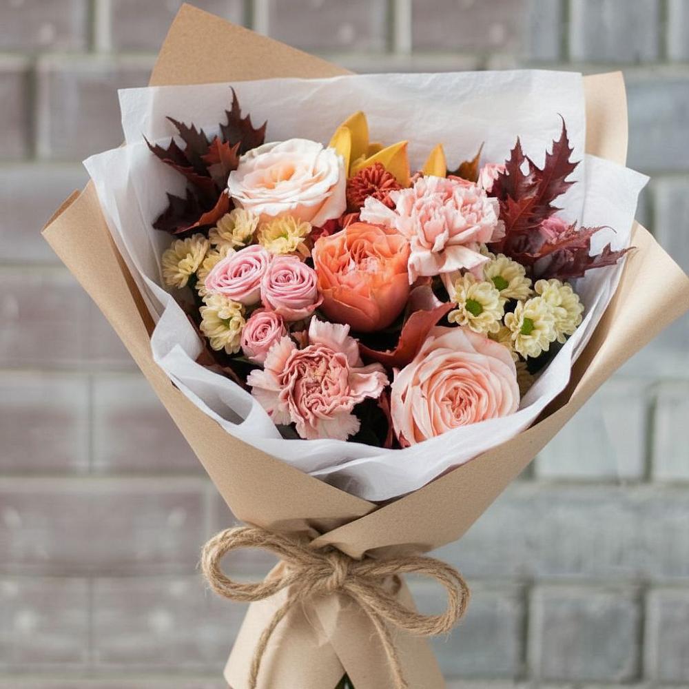 Букет цветов из: Гвоздики, Хризантемы и Розы в Гаврилом-Яме