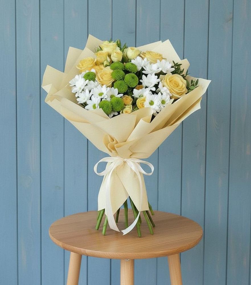 Букет цветов из: Хризантемы и Розы в Гаврилом-Яме