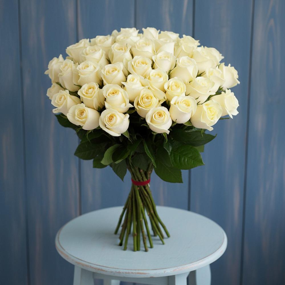 Букет 51 Белая роза Эдлесс Лав в Гаврилом-Яме