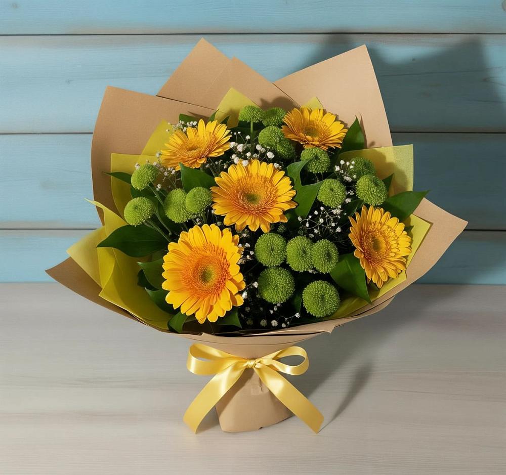 Букет цветов из: Герберы и Хризантемы в Гаврилом-Яме