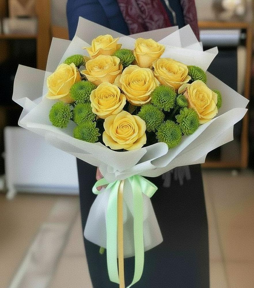 Букет цветов из: Хризантемы и Розы в Гаврилом-Яме