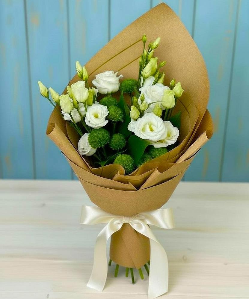 Букет цветов из: Хризантемы и Лизиантусы в Гаврилом-Яме