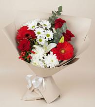 Букет цветов из:  Розы, Хризантемы, Герберы и Лилии #REPLACE_PRED# Гаврилом-Яме
