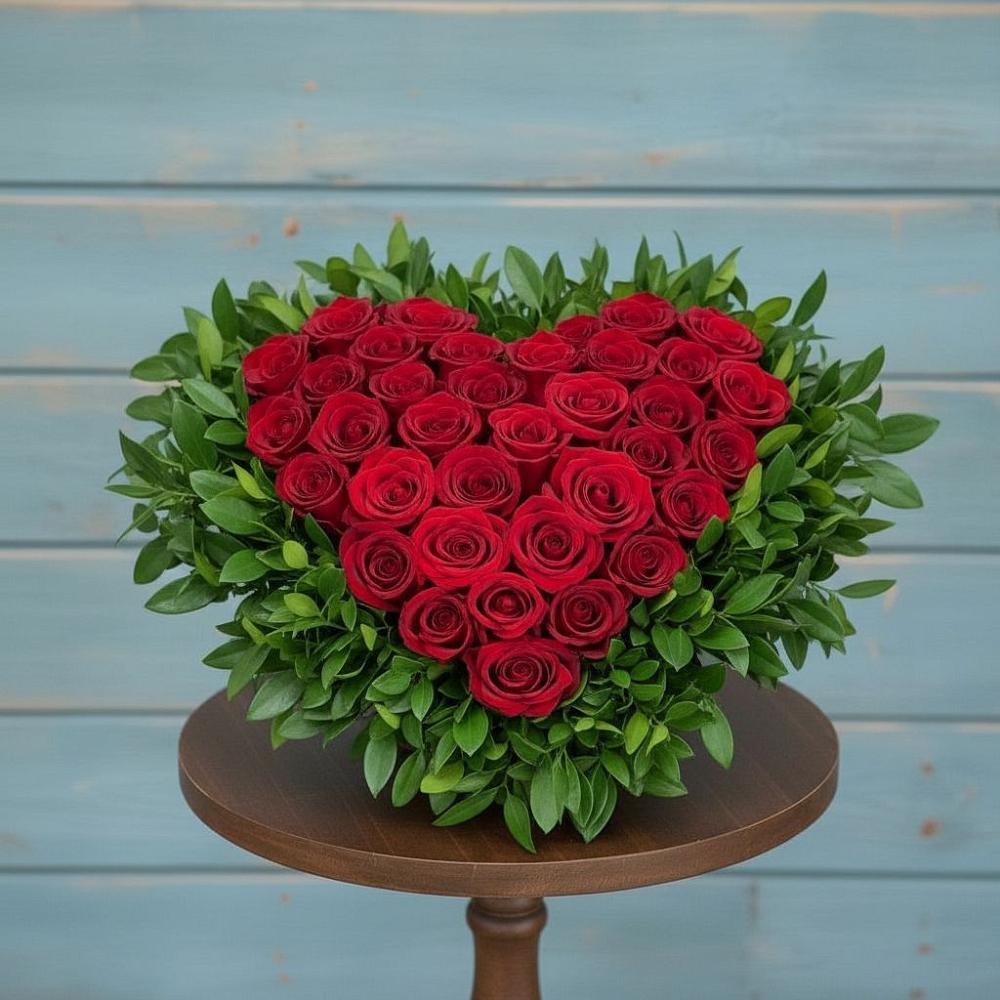 Цветочная композиция из Розы в виде сердца в Гаврилом-Яме