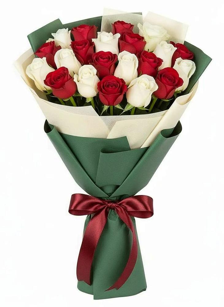 Букет Микс из красных и белых роз в Гаврилом-Яме