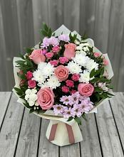 Букет цветов из:  Альстромерии, Гвоздики, Розы и Хризантемы в Гаврилом-Яме