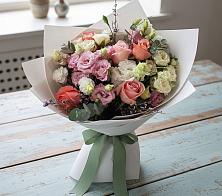 Букет цветов из:  Розы, Лизиантусы и Гвоздики в Гаврилом-Яме