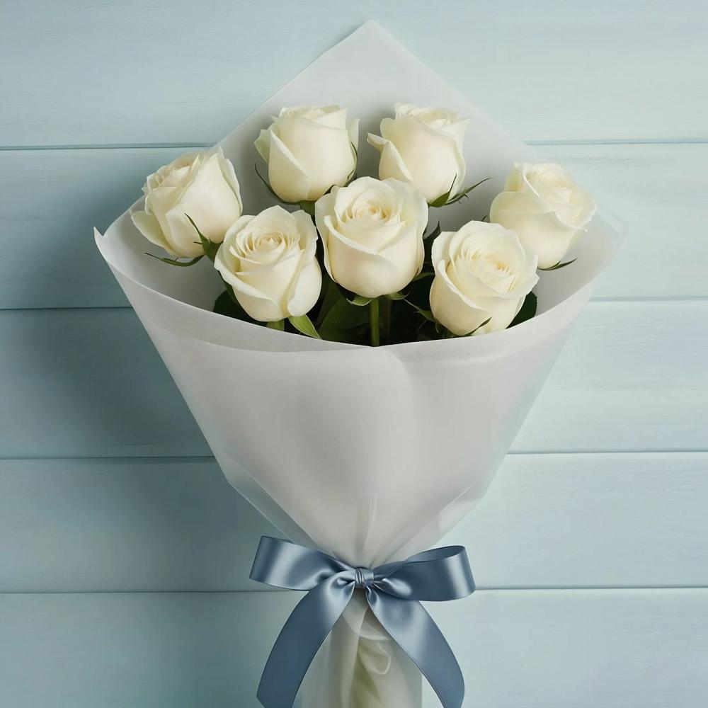 Букет 7 Белых роз Эдлесс Лав в Гаврилом-Яме