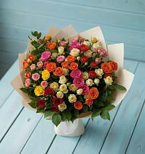 Букет Микс из разноцветных кустовых роз в Гаврилом-Яме